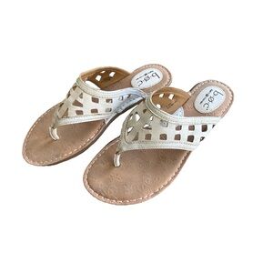 B.O.C. White Leather Sandals with Beige base Cut out design I Size 9